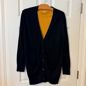 Black Cardigan with Mustard Top